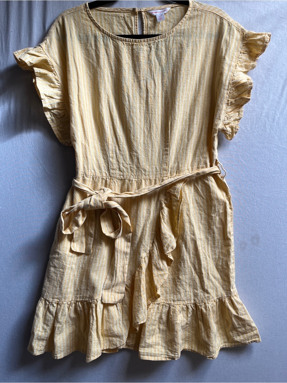 Joe Fresh x Jillian Harris Sunshine Ruffle Dress Yellow Linen Blend NWT Small